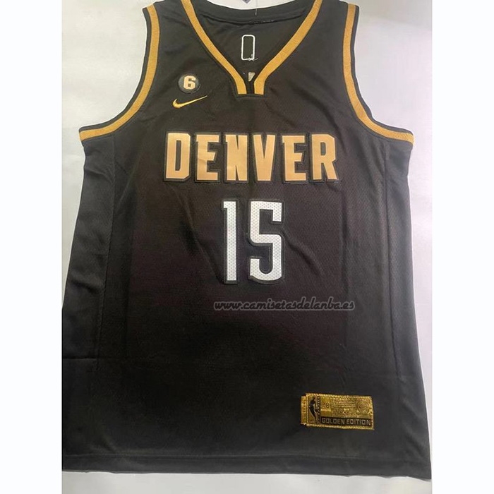 Camiseta Denver Nuggets Nikola Jokic NO 15 Ciudad 2023 NBA Finals Negro